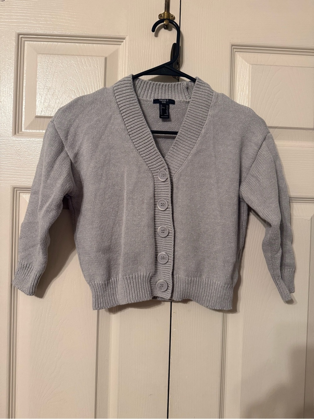 Forever 21 Light Gray V-Neck Button Cardigan